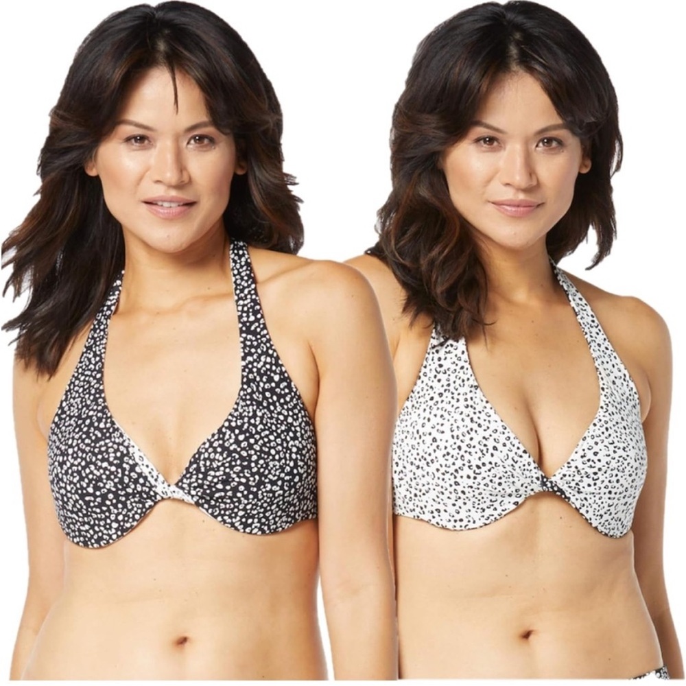 Coco Reef Black & White Reversable Printed Halter Bikini Tops